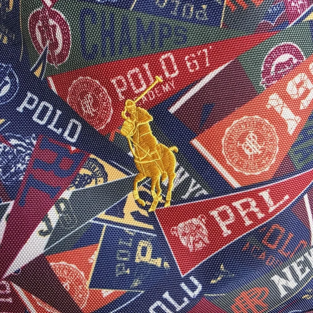 Polo Ralph Lauren Multi Print Backpack Yellow Gold Rider Pennants Classic Preppy